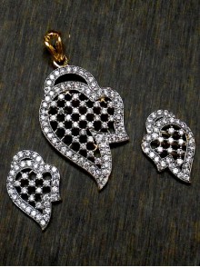 CZ Pendant With Earrings